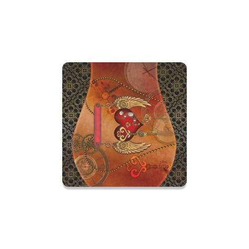 Steampunk, wonderful heart with wings Square Coaster