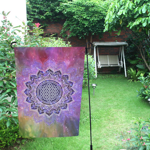 Flower Of Life Lotus Of India Galaxy Colored Garden Flag 12‘’x18‘’（Without Flagpole）