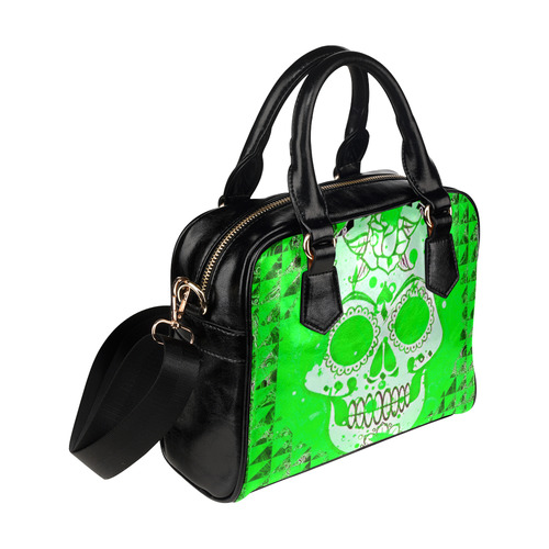 Trendy Skull, neon green by JamColors Shoulder Handbag (Model 1634)