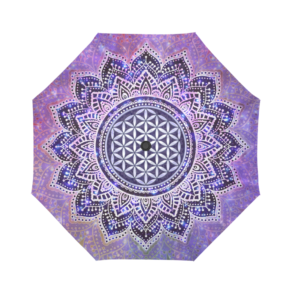 Lotus Pattern Print Foldable Umbrella