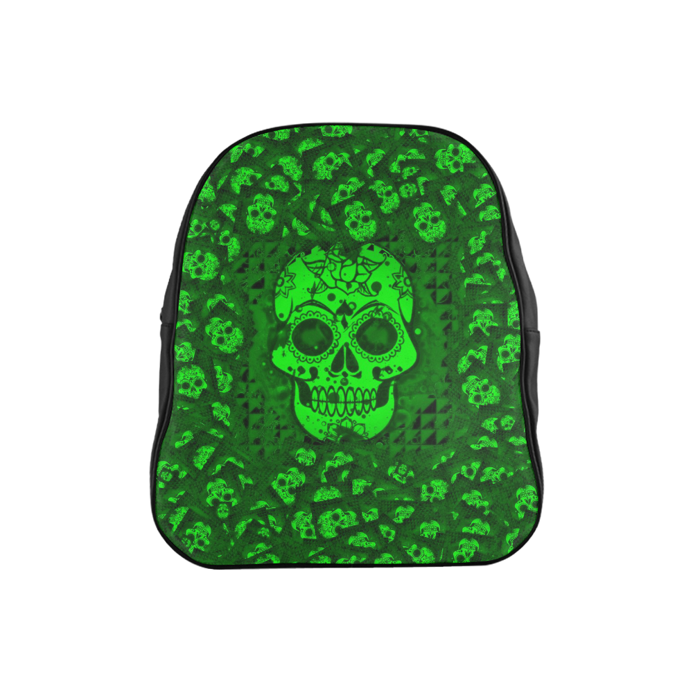 skull 317 green by JamColors School Backpack (Model 1601)(Small)