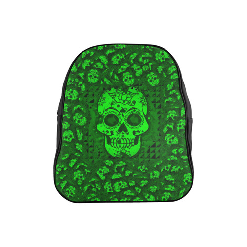 skull 317 green by JamColors School Backpack (Model 1601)(Small)