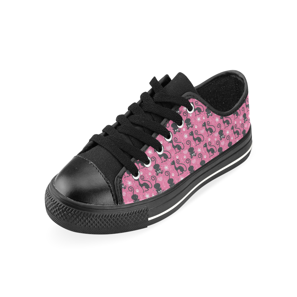 Cute Cats I Low Top Canvas Shoes for Kid (Model 018)