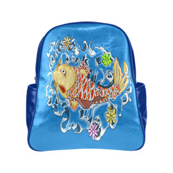 Koi Paradise Turquoise Multi-Pockets Backpack (Model 1636)