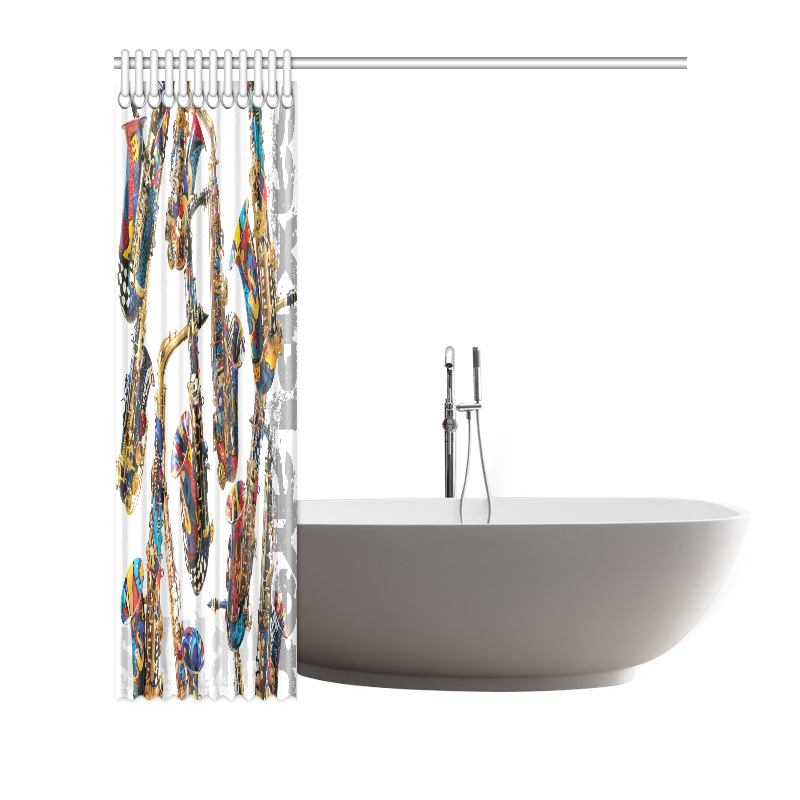 Saxophone Colorful Print Shower Curtain by Juleez Shower Curtain 72"x72"