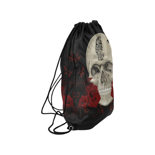 Gothic Skull With Tribal Tatoo Medium Drawstring Bag Model 1604 (Twin Sides) 13.8"(W) * 18.1"(H)