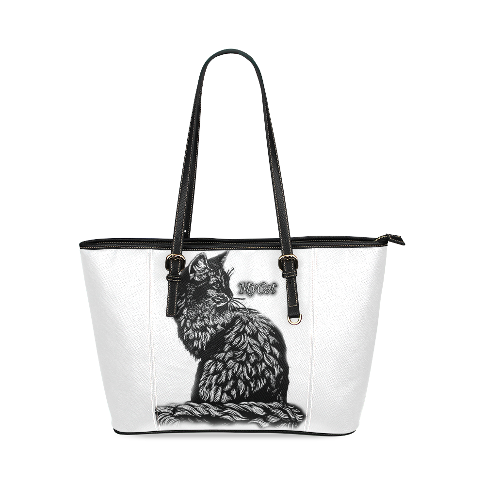 BLACK CAT Leather Tote Bag/Small (Model 1640)