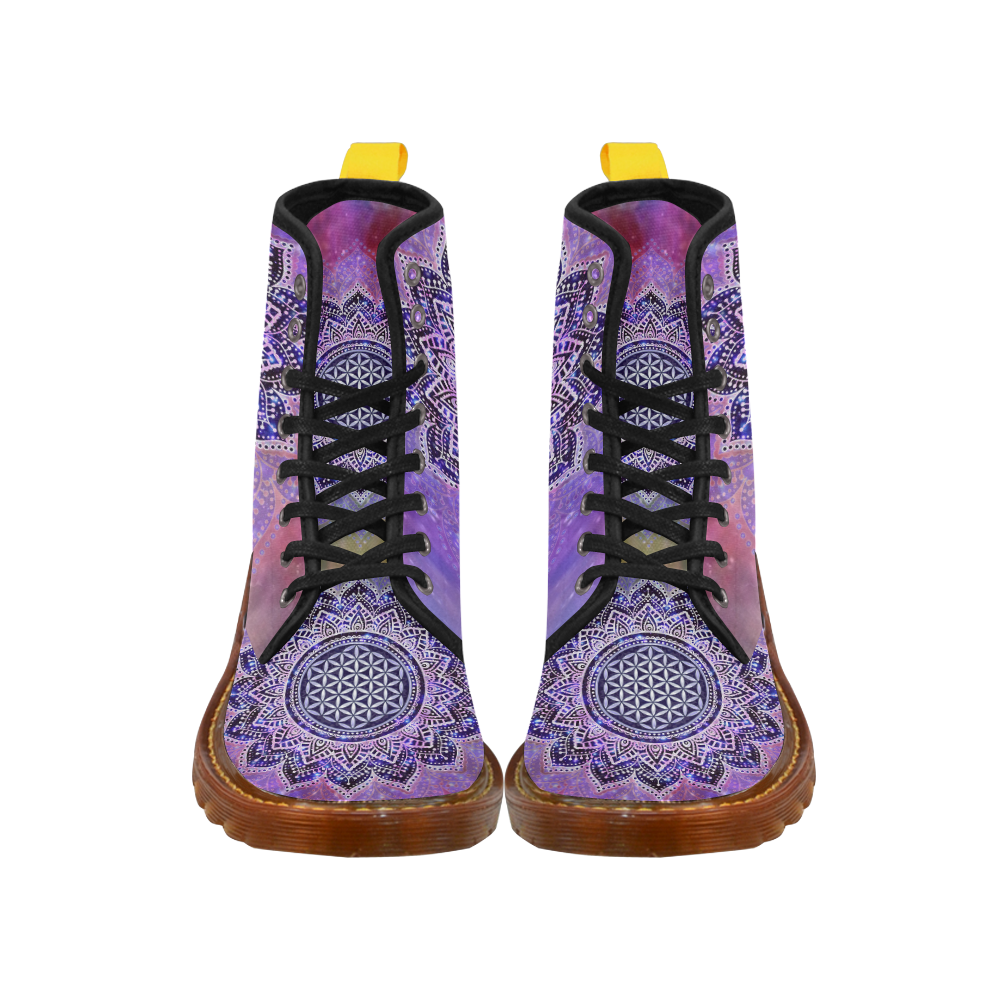 Flower Of Life Lotus Of India Galaxy Colored Martin Boots For Men Model 1203H