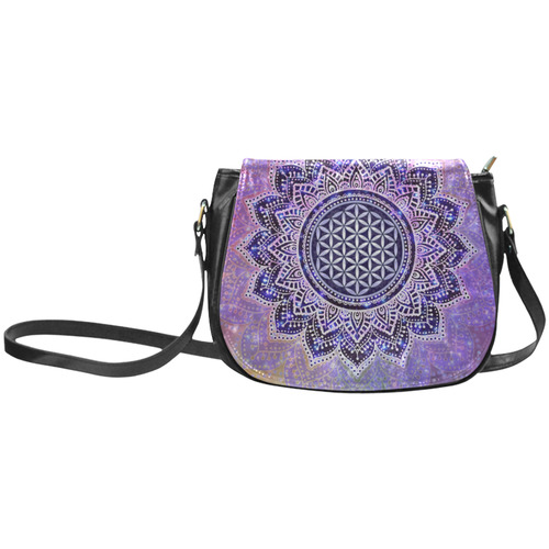 Flower Of Life Lotus Of India Galaxy Colored Classic Saddle Bag/Small (Model 1648)