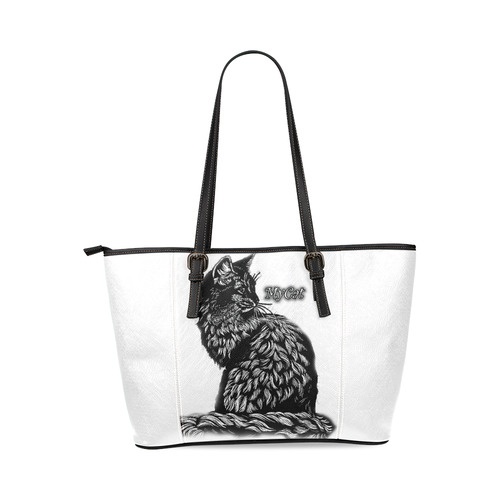 BLACK CAT Leather Tote Bag/Small (Model 1640)