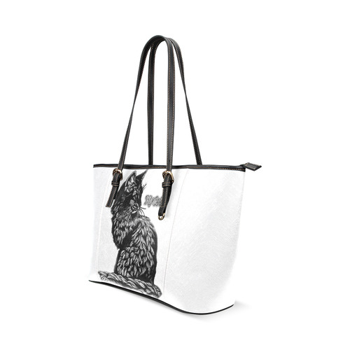 BLACK CAT Leather Tote Bag/Small (Model 1640)