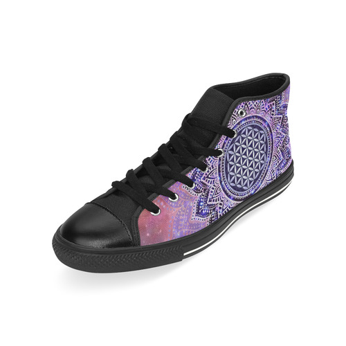 Flower Of Life Lotus Of India Galaxy Colored High Top Canvas Women's Shoes/Large Size (Model 017)