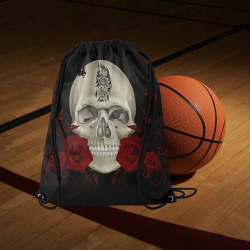 Gothic Skull With Tribal Tatoo Large Drawstring Bag Model 1604 (Twin Sides)  16.5"(W) * 19.3"(H)