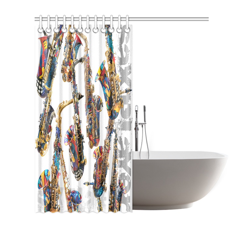 Saxophone Colorful Print Shower Curtain by Juleez Shower Curtain 72"x72"