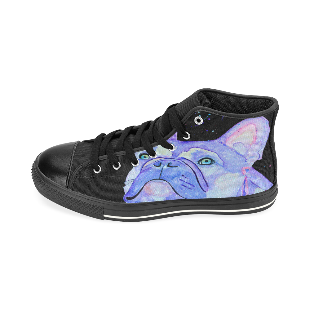 Lilac frenchie kids hi tops High Top Canvas Shoes for Kid (Model 017)