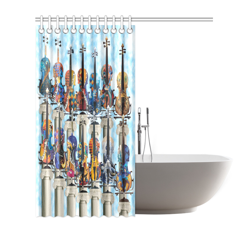 Colorful Violin Print Shower Curtain Shower Curtain 72"x72"