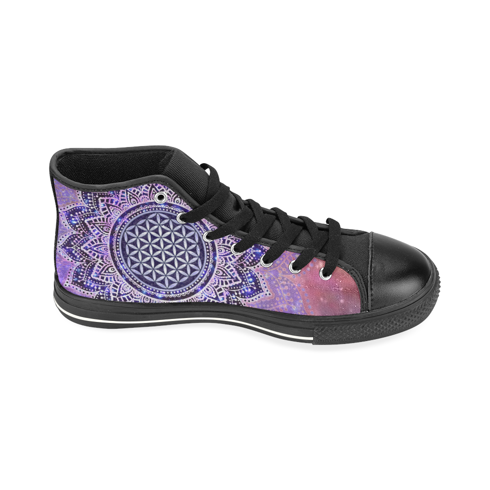 Flower Of Life Lotus Of India Galaxy Colored High Top Canvas Women's Shoes/Large Size (Model 017)