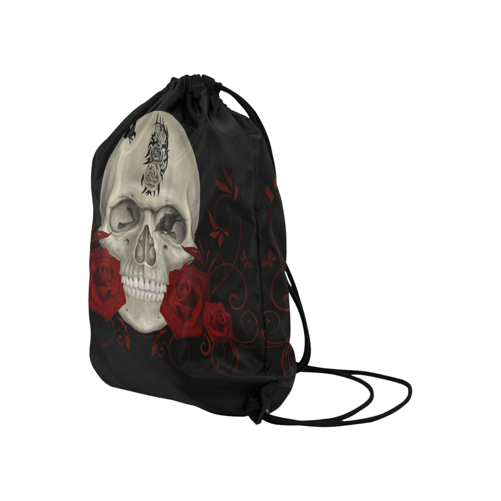 Gothic Skull With Tribal Tatoo Large Drawstring Bag Model 1604 (Twin Sides)  16.5"(W) * 19.3"(H)