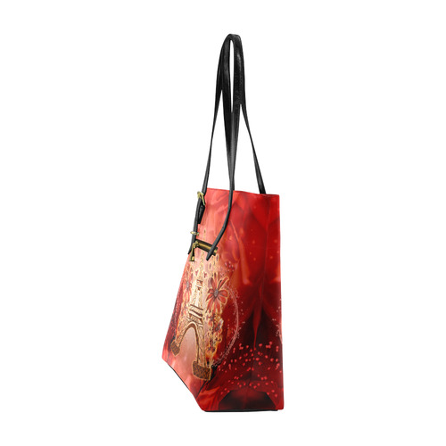 The eiffel tower with flowers, red colors Euramerican Tote Bag/Small (Model 1655)