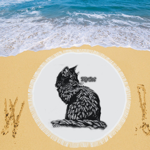 BLACK CAT Circular Beach Shawl 59"x 59"