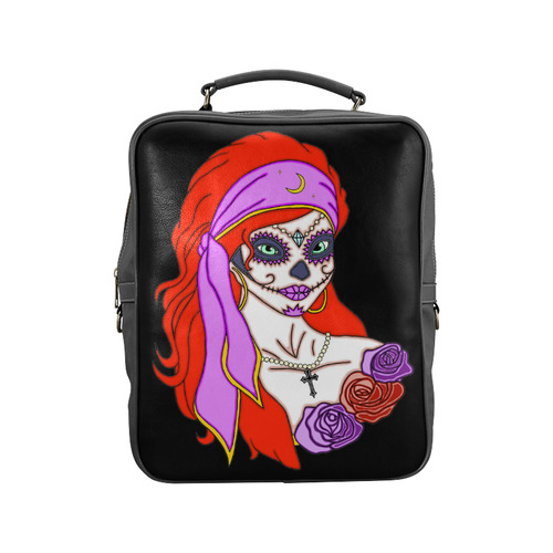 Gypsy Sugar Skull Black Square Backpack (Model 1618) | ID: D1358774