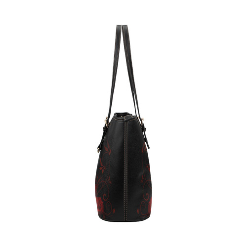Gothic Skull With Tribal Tatoo Leather Tote Bag/Small (Model 1651)