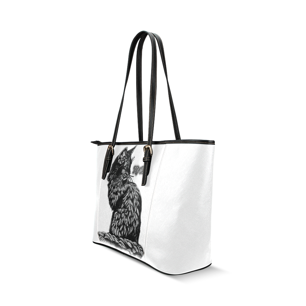 BLACK CAT Leather Tote Bag/Small (Model 1640)