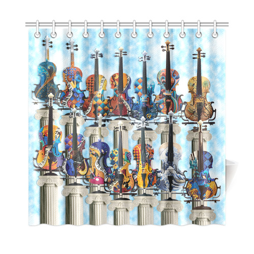Colorful Violin Print Shower Curtain Shower Curtain 72"x72"