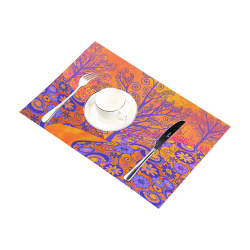 Sunset Park Trees Colorful Art Print Placemats Set Placemat 12’’ x 18’’ (Set of 6)