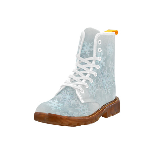 Snowflakes White and blue, Christmas Martin Boots For Men Model 1203H