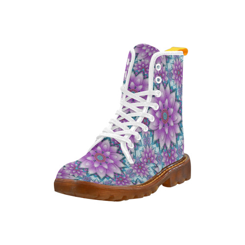 Lotus Flower Pattern - Purple and turquoise Martin Boots For Men Model 1203H