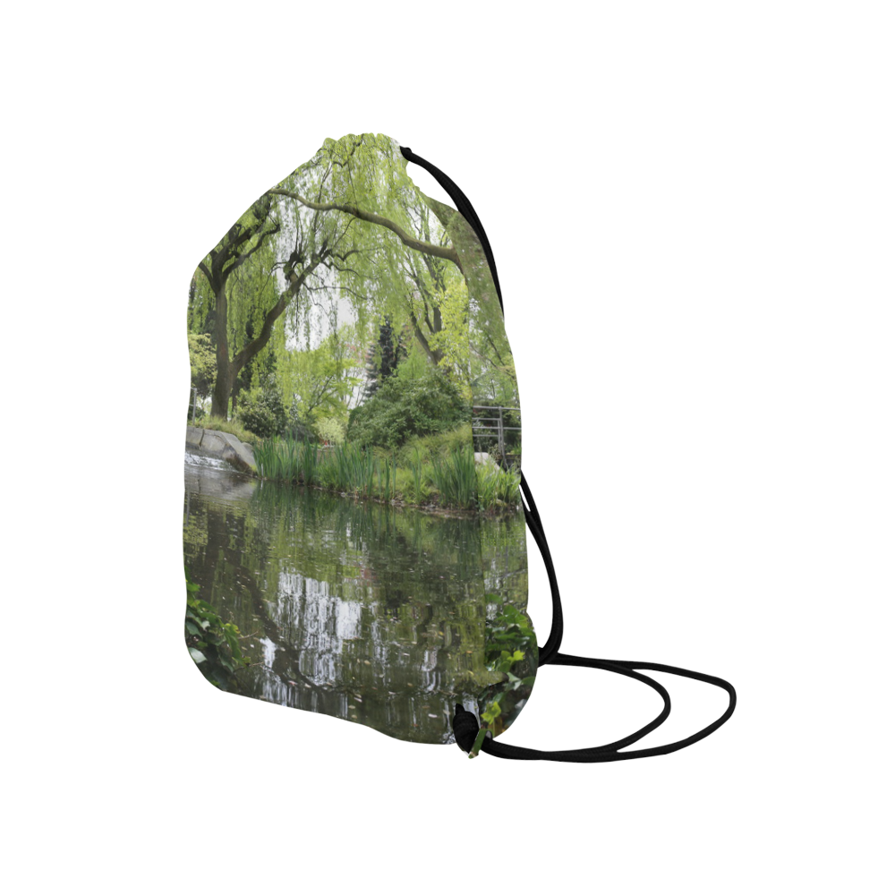 Japanese Garden in Leverkusen Medium Drawstring Bag Model 1604 (Twin Sides) 13.8"(W) * 18.1"(H)