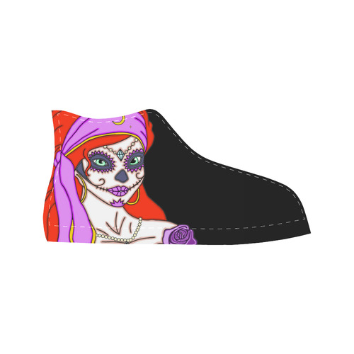 Gypsy Sugar Skull Black Aquila High Top Microfiber Leather Women's Shoes (Model 032)