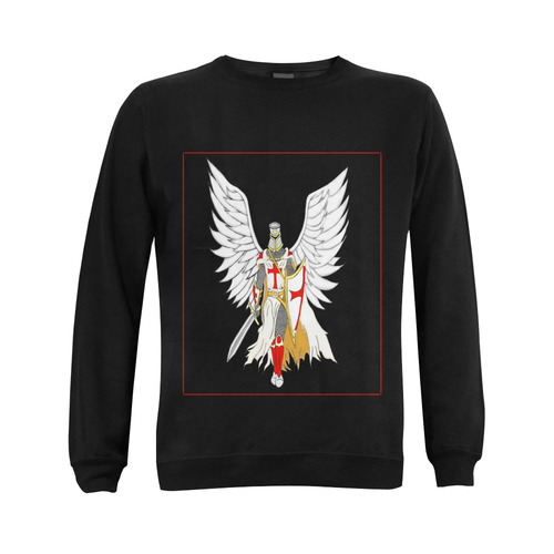 Knights Templar Angel Black Gildan Crewneck Sweatshirt(NEW) (Model H01)