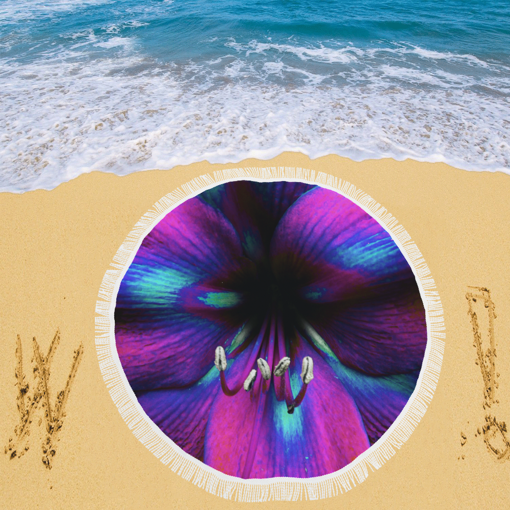 Neon Amaryllis by Martina Webster Circular Beach Shawl 59"x 59"