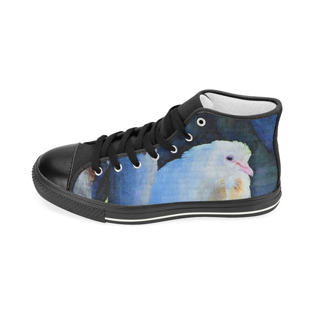 White Bird on Branch Women's Classic High Top Canvas Shoes (Model 017)