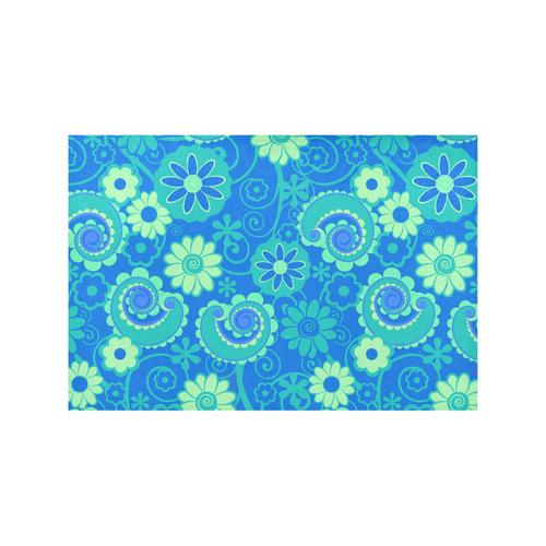 Blue Green Fun Spring Flowers Print Placemats Placemat 12’’ x 18’’ (Set of 6)