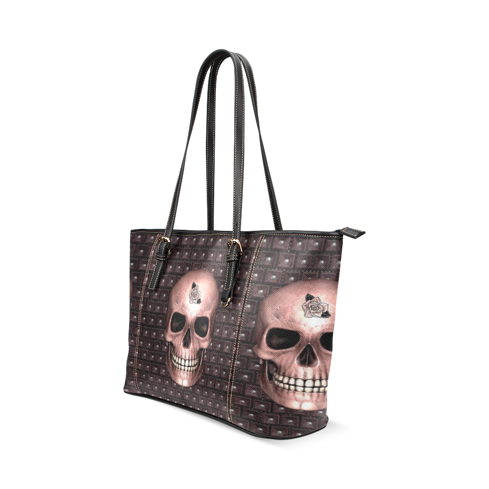 317 new Skull I by JamColors Leather Tote Bag/Small (Model 1640)