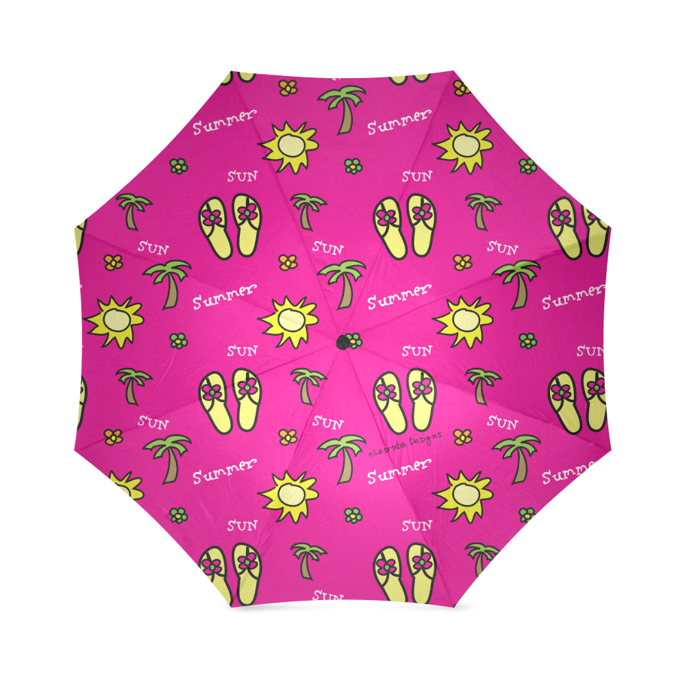 Summer Sun Flip Flops Pink Pattern Foldable Umbrella (Model U01)
