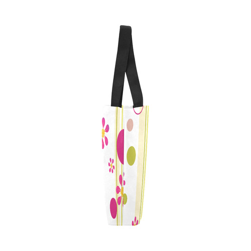 Flowers n Dots Pink n Green Canvas Tote Bag (Model 1657)