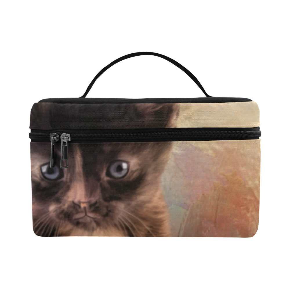 Playful cute black kitten Cosmetic Bag/Large (Model 1658)
