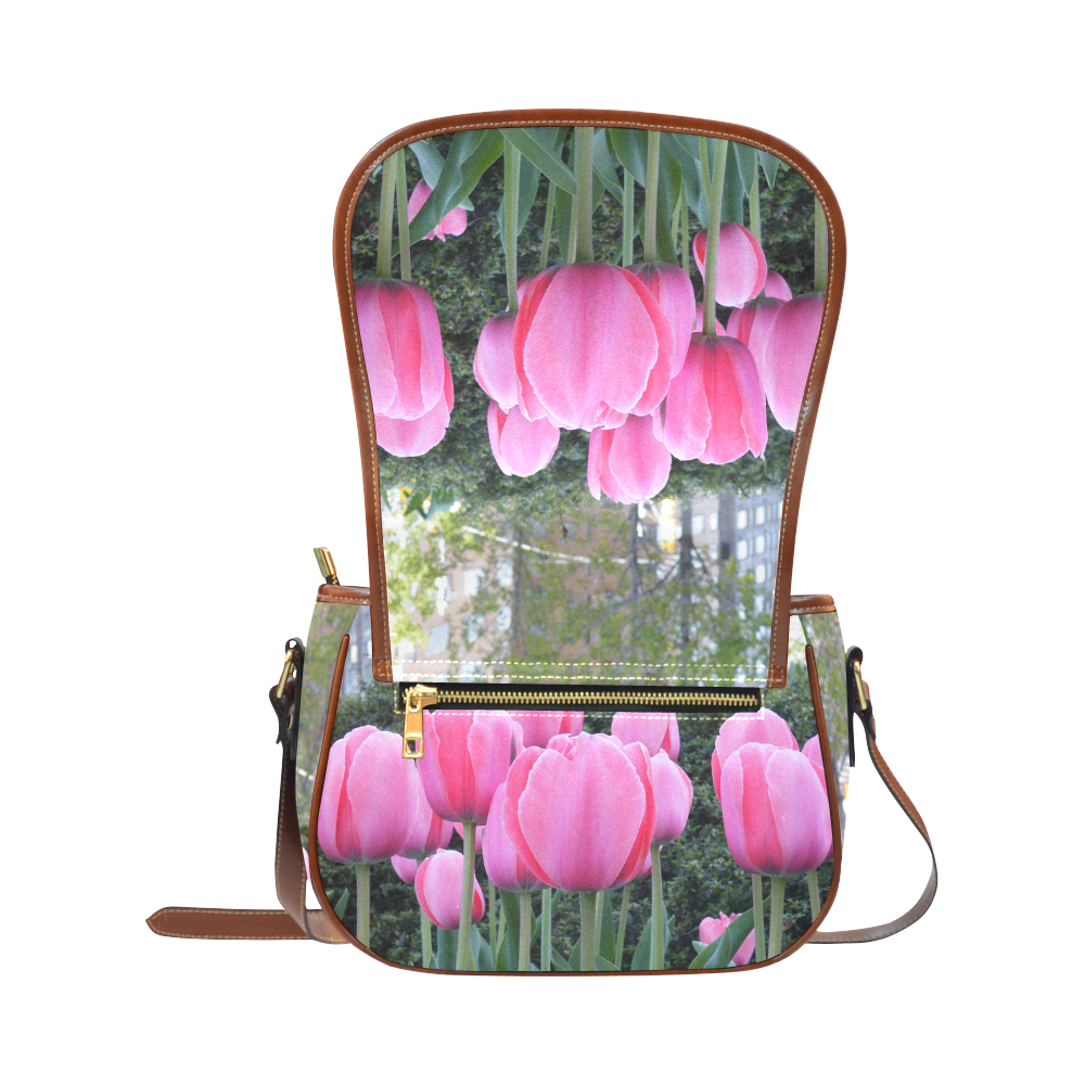 Pink Tulips Saddle Bag/Small (Model 1649) Full Customization