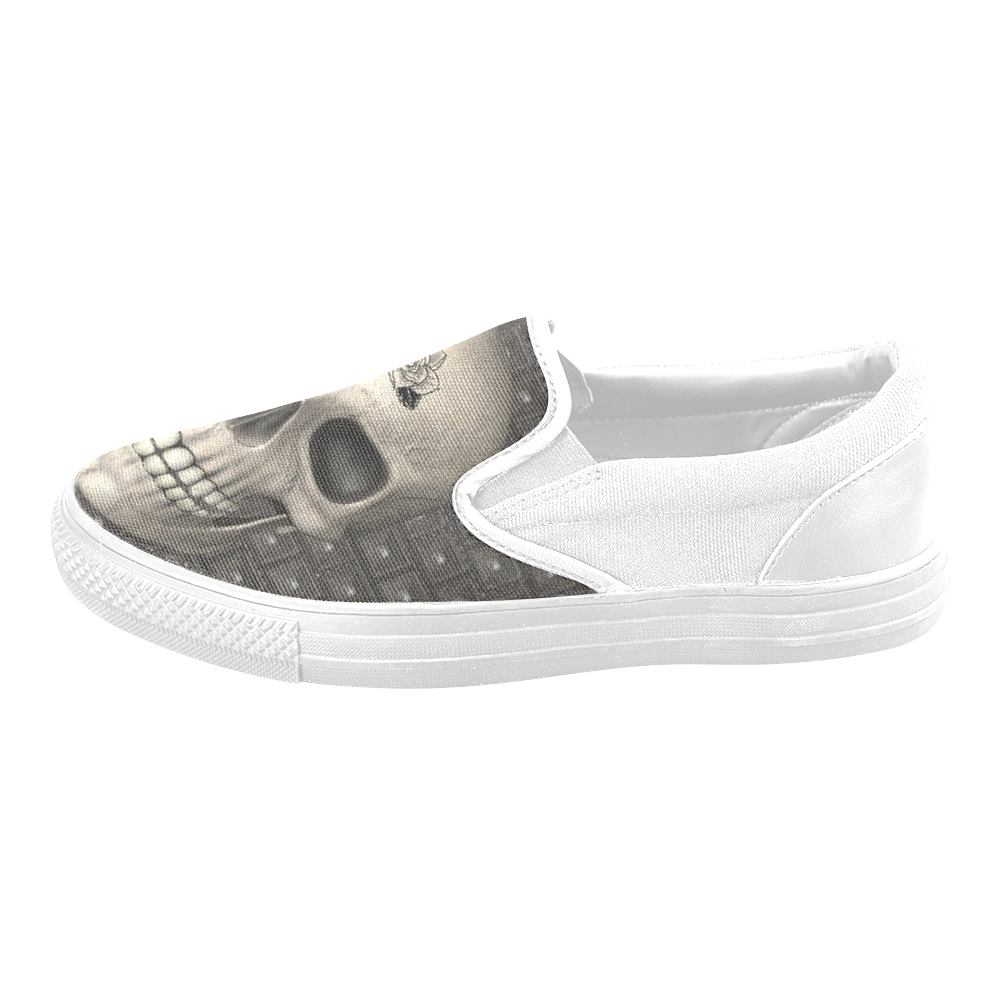 317 new Skull A by JamColors Men's Unusual Slip-on Canvas Shoes (Model 019)