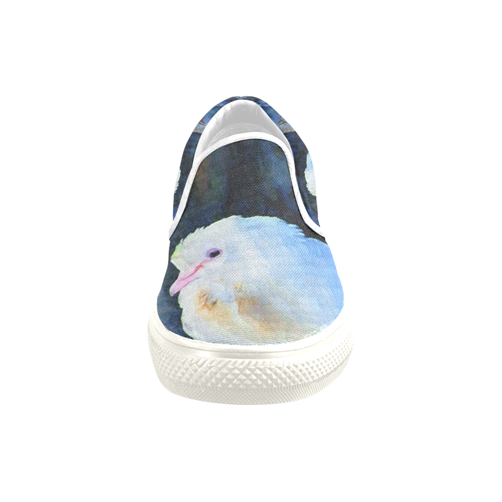 White Birds Slip-on Canvas Shoes for Kid (Model 019)