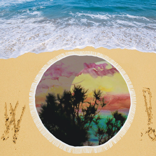 Moonaquarel by Martina Webster Circular Beach Shawl 59"x 59"