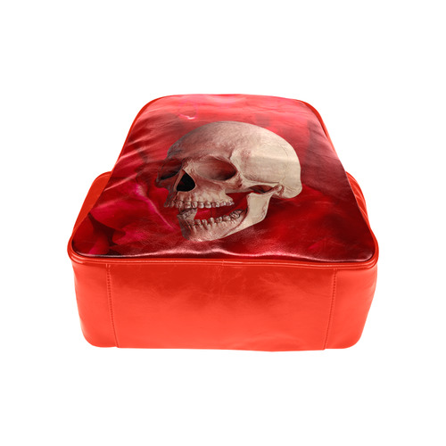 Funny Skull and Red Rose Multi-Pockets Backpack (Model 1636)