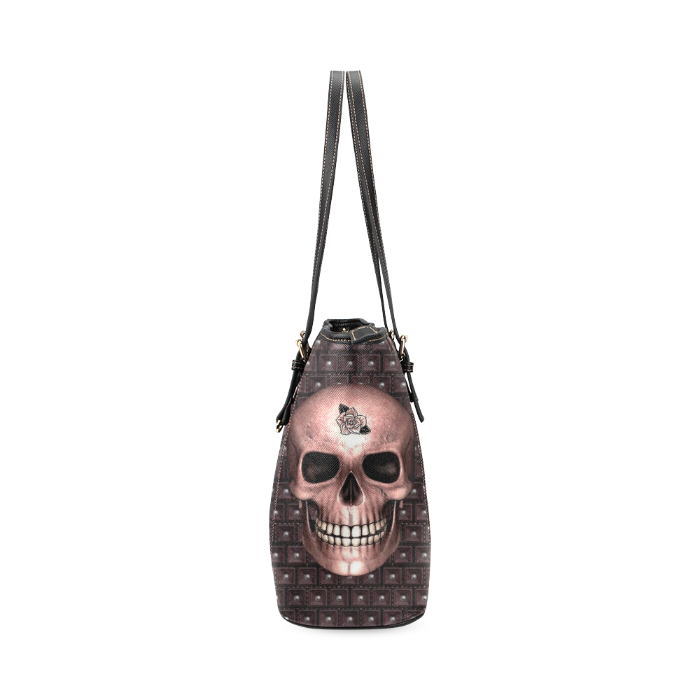 317 new Skull I by JamColors Leather Tote Bag/Small (Model 1640)