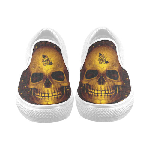 317 new Skull H by JamColors Men's Unusual Slip-on Canvas Shoes (Model 019)