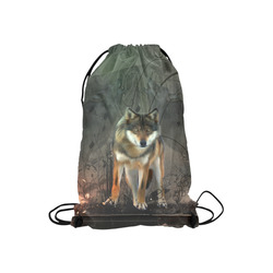 Amazing wolf in the night Small Drawstring Bag Model 1604 (Twin Sides) 11"(W) * 17.7"(H)