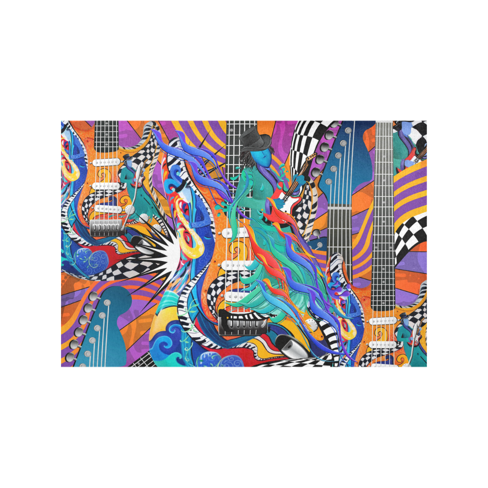 Colorful Electric Guitar Music Art Print Placemat Set Placemat 12’’ x 18’’ (Set of 6)